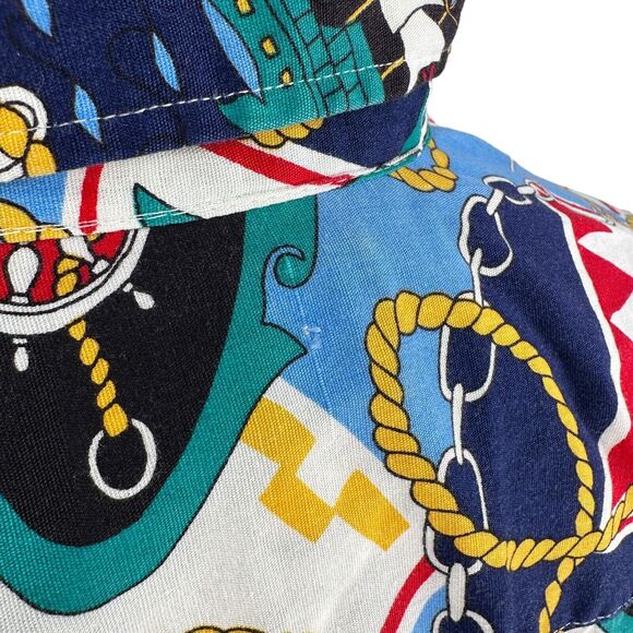 Vintage Tango Max Raab Shirt Men’s Large AOP Nautical Button Hawaiian Blue Gold - Picture 10 of 10